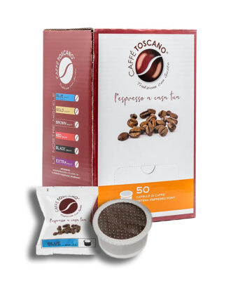 Caffè Toscano capsules compatible with Espresso Point coffee machines Decaffeinated blend BLUE Quality